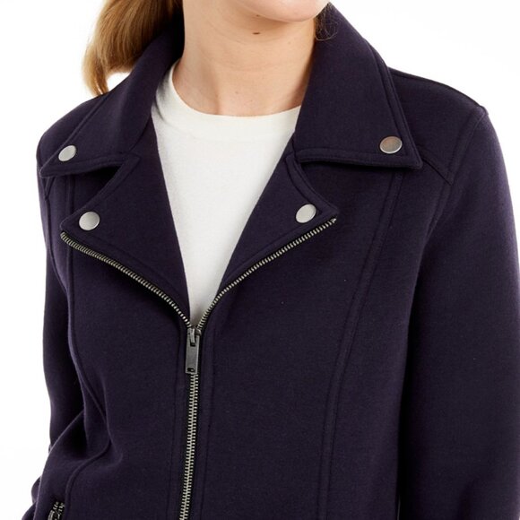 Style & Co Knit Motorcycle Moto Jacket Black, Long Sleeve Zippers Soft, Small - Picture 10 of 15